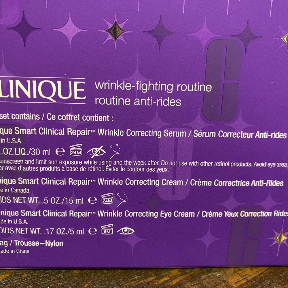 Clinique Anti-Wrinkle Set with Silver and Purple Packaging - Picture 2 of 2